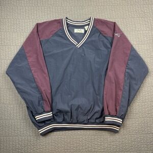 Vtg 90's Izod Windbreaker Jacket‎ Men Large Blue Red Golf Pullover Outdoor Nylon